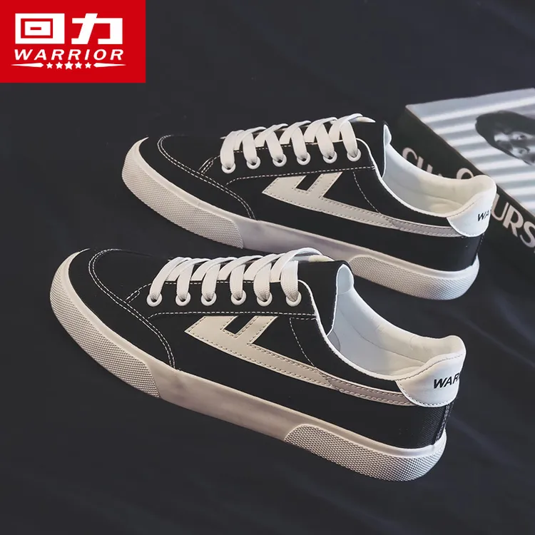 Warrior/回力帆布鞋男鞋2025情侣爆款休闲鞋经典男士百搭黑色板鞋