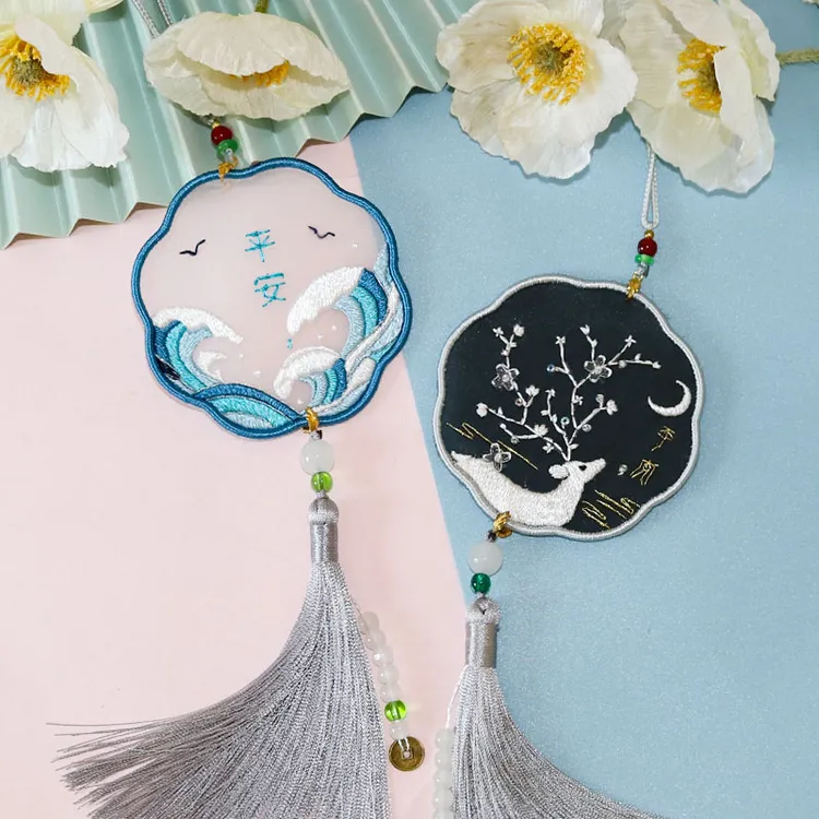 千决七夕节刺绣平安福手工diy材料包全套 车载车内挂件送男友礼物