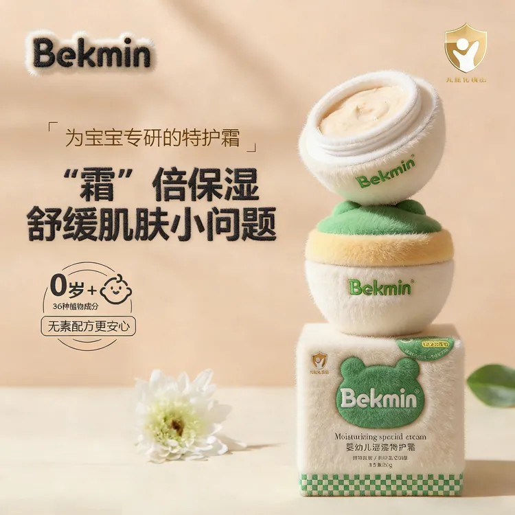 贝克敏【专注干敏红15年】湿湿特护霜宝宝面霜口水膏肤乐霜【拍1发7】商品图