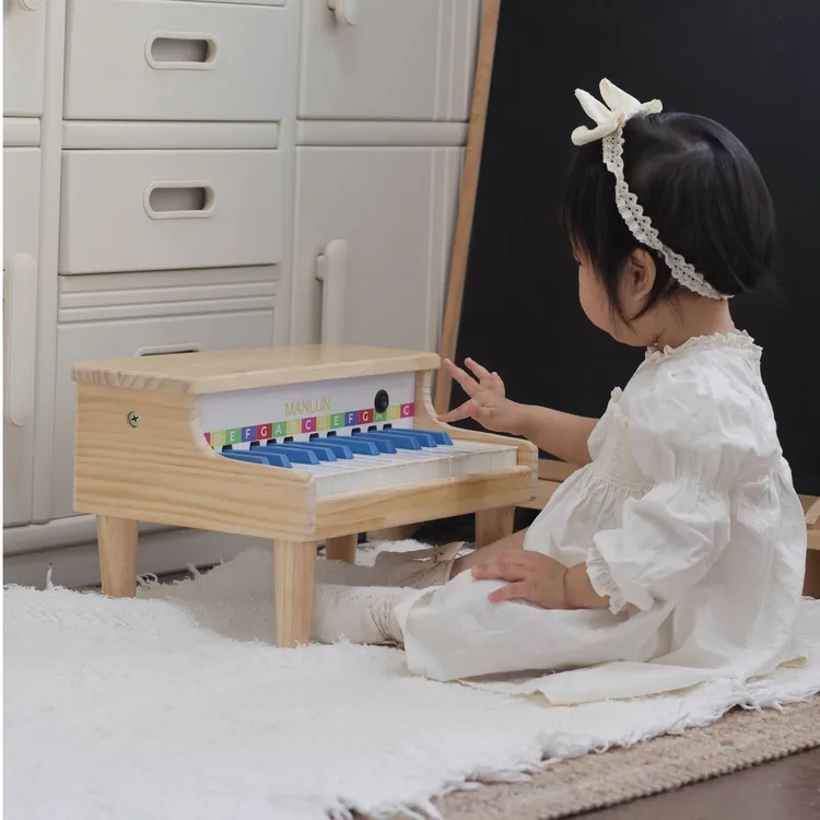曼伦儿童钢琴玩具宝宝启蒙早教迷你电子琴婴儿钢琴周岁礼物半实木