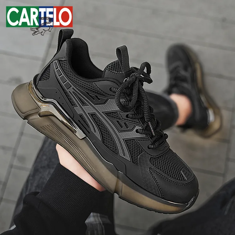 卡帝乐鳄鱼男鞋2025新款透气运动鞋黑武士跑步减震休闲老爹潮鞋子