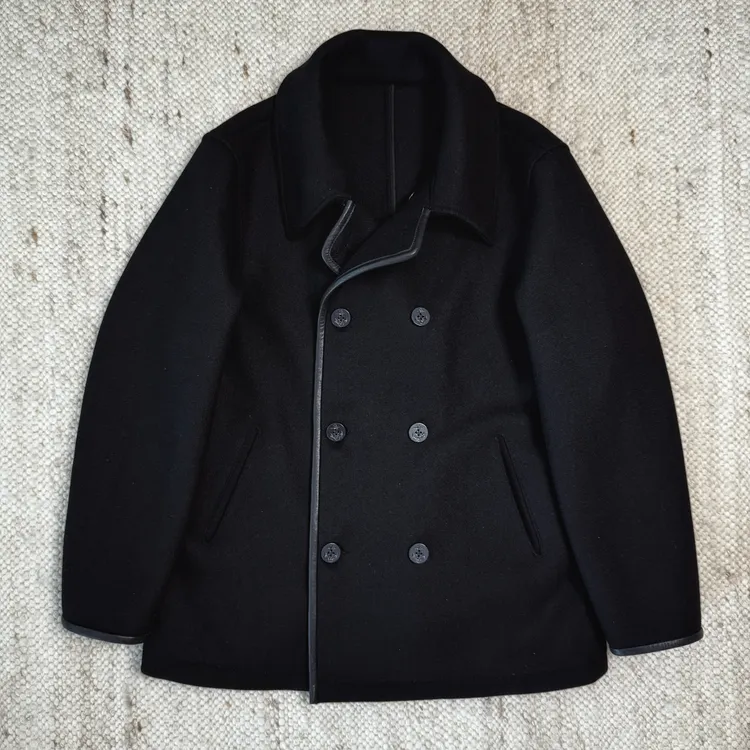 胡子商店 经典海军740短大衣重磅1000G纯羊毛外套