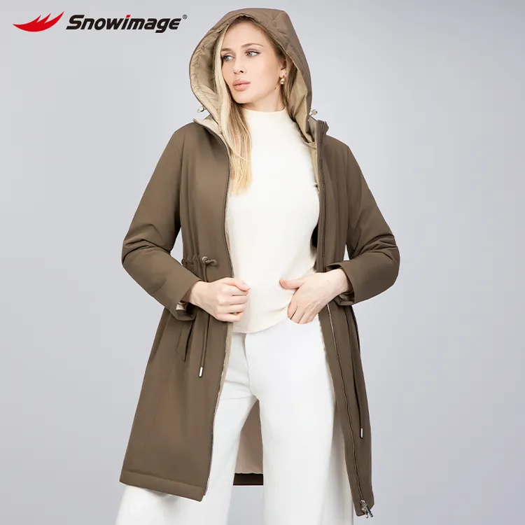 SNOW IMAGE上新秋冬中长款女士轻户外防风保暖薄棉风衣外套