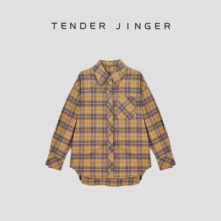 Tender Jinger｜精梳棉色织慵懒叠穿格纹衬衫T53LLY50308