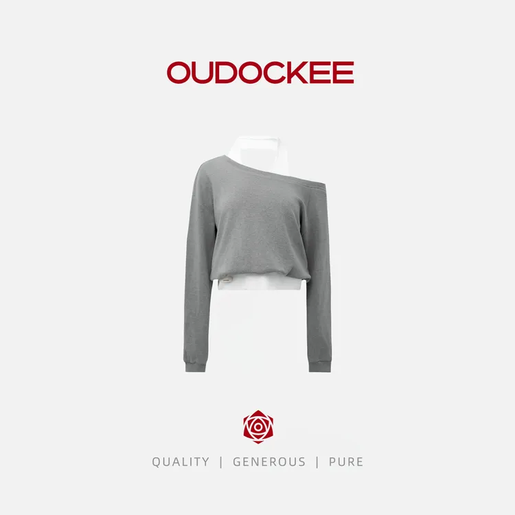 OUDOCKEE 鸥鸥 【棉】挂脖卫衣 美式复古假两件时髦卫衣 WACAC765T