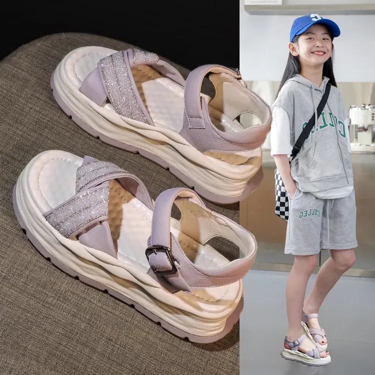 女童凉鞋2025夏季新款时尚中大童网红儿童公主鞋小女孩防滑沙滩鞋