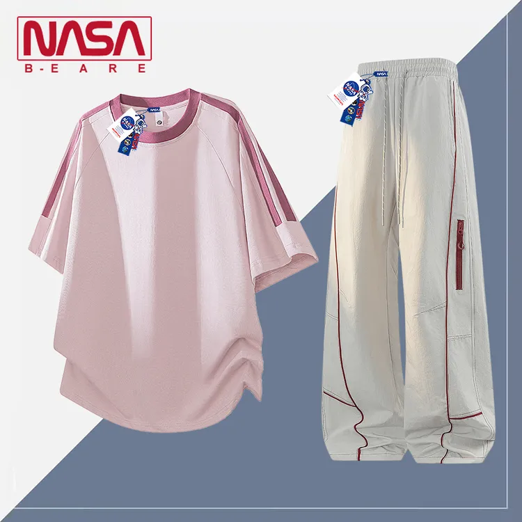 NASA联名短袖T恤长裤两件套男女2026夏季透气休闲运动服情侣套装