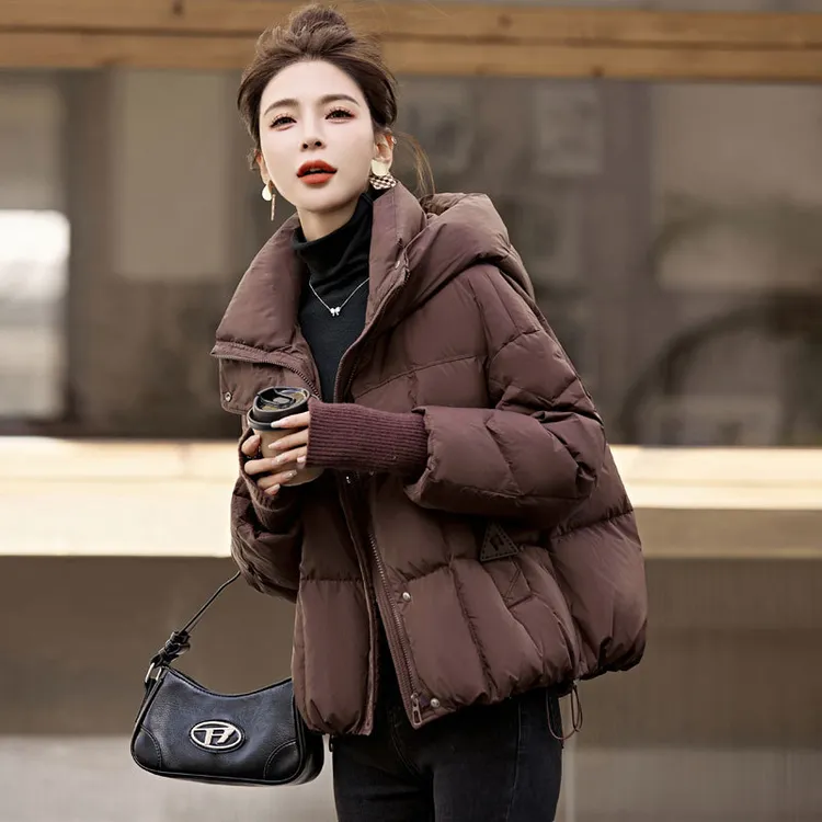 DUCURNO连帽羽绒服女冬季2025年新款时尚短款小个子加厚保暖外套