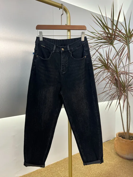 2025新款黑灰色毛巾底秋冬款显瘦梨形老爹裤1019款中高腰