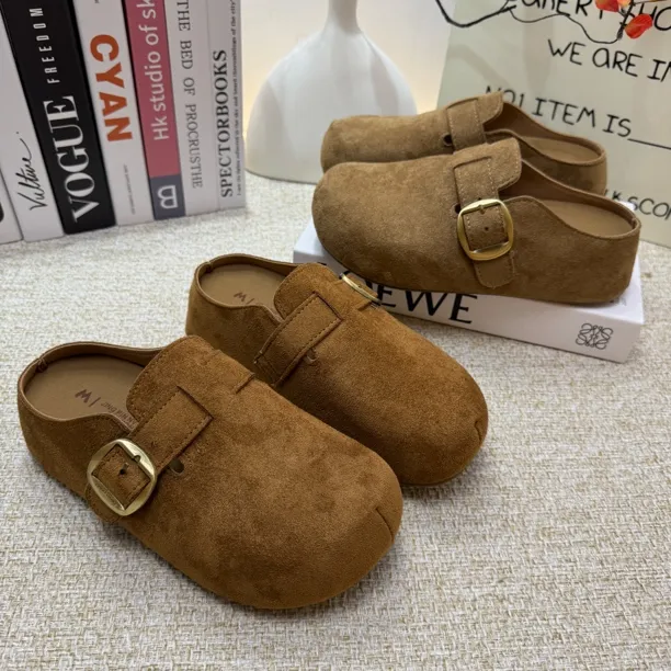 厚底内增高包头勃肯拖鞋女外穿秋冬新款时尚一脚蹬半拖休闲单鞋