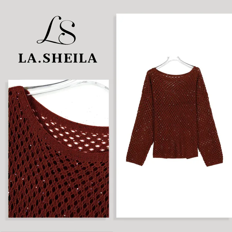 LA.Sheila长款镂空亮片针织毛衣253-MY/0728-8719