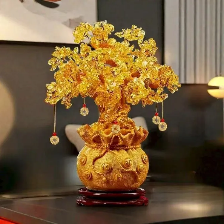 摇钱树酒柜招财树发财树玄关电视柜客厅摆件开业礼品
