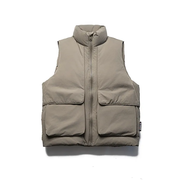 秋冬立领工装羽绒服马甲男士轻盈加厚保暖白鸭绒坎肩外套轻奢上衣