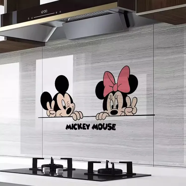米奇厨房墙面防油烟贴纸创意静电防水防油自粘墙贴透明玻璃门贴饰