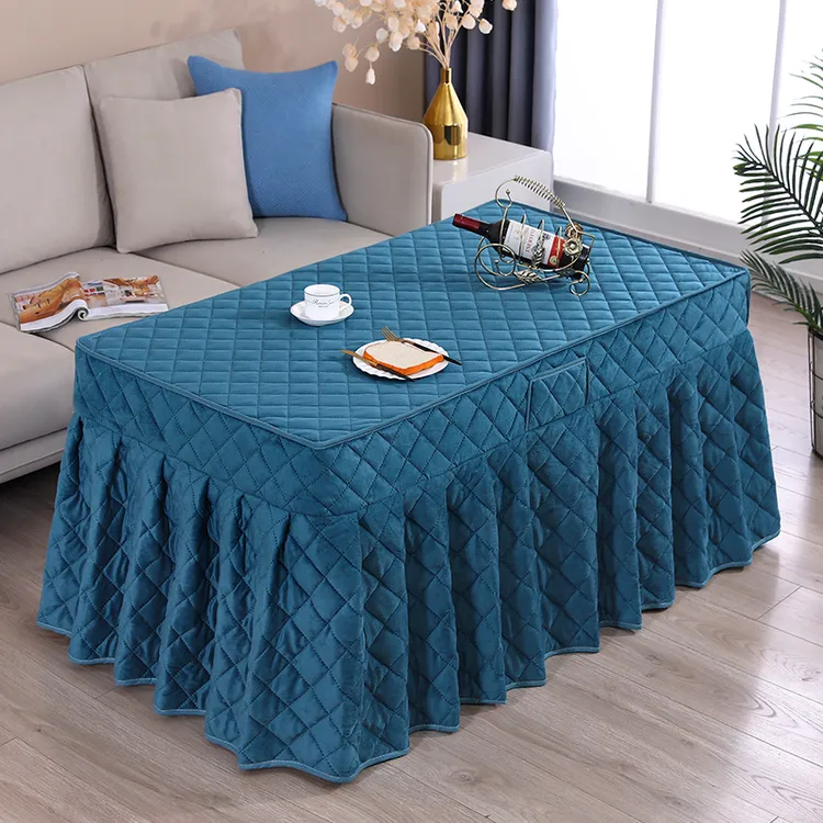 长方形裙摆款烤火罩新款桌布罩烤火炉罩子电暖炉罩取暖桌套茶几套