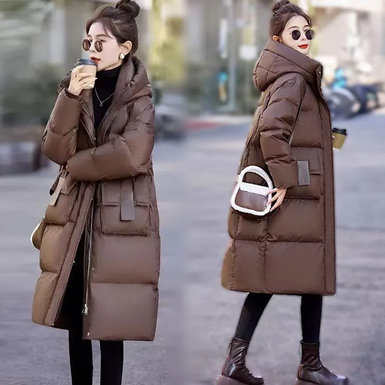2025新款长款加厚冬季外套棉服女中长款外套棉袄韩版宽松显瘦棉衣