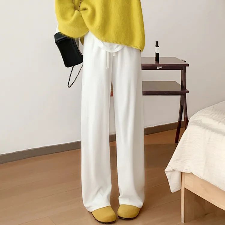 【运费险+现现】加绒软糯米裤女秋冬季2025新款高腰垂感休闲阔腿裤