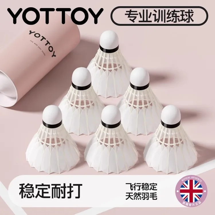 YOTTOY羽毛球18只装耐打王正品不易打烂鹅毛室外比赛套装训练用球