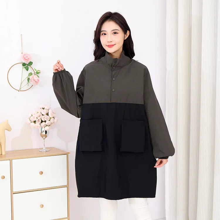 工装立领双色双口袋罩衣防泼水高领时尚耐穿围裙厨房工作服可定制