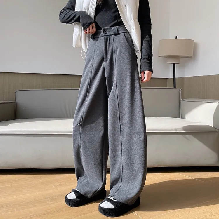 【羊毛蚕丝+运费险】秋冬新款阔腿弯刀裤厚款慵懒风休闲裤女裤子ZY2