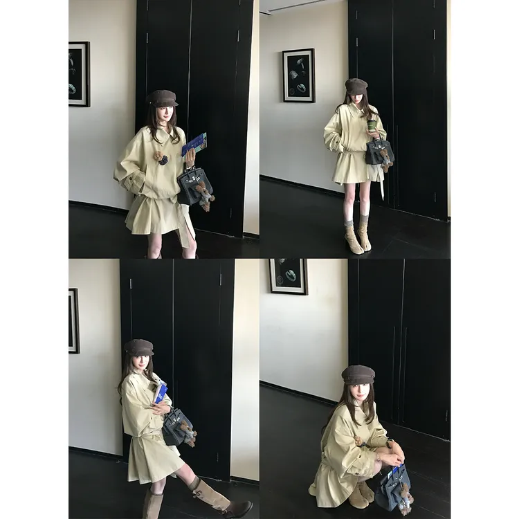 SKK“韩女风衣”200G高密斜纹天丝棉 秋天就要穿气场全开短款风衣！