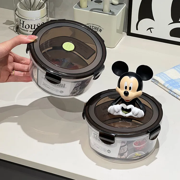 【5个大号】冰箱收纳盒圆形保鲜盒微波专用饭盒厨房收纳神器密封罐