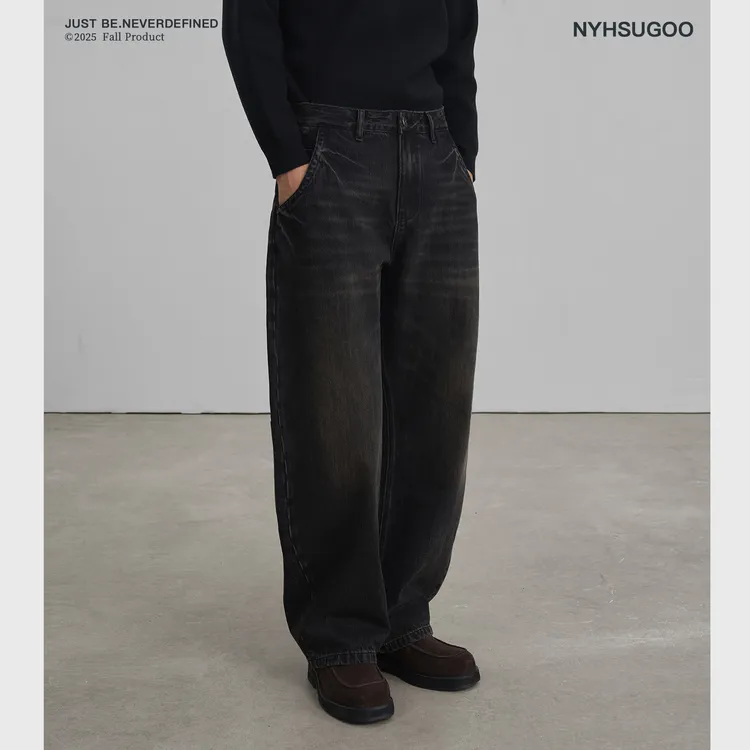 NYHSUGOO/南乙秋季微宽松茧型牛仔裤长裤版型90%棉3868男士长裤