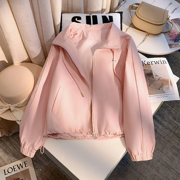 拉夏贝尔小个子时尚减龄翻领外套女2025春秋新款韩版短款休闲夹克