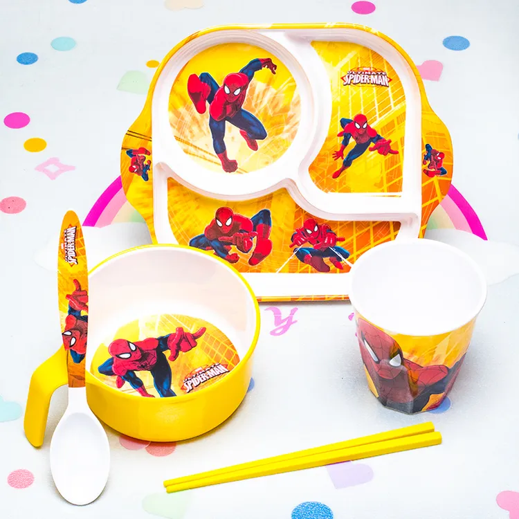 超级英雄！蜘蛛侠餐具分格餐盘盘手柄碗勺子筷子水杯家用宿舍学生