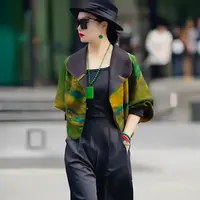 香云缎印花披肩外套2025春秋新款长袖高档仿真丝开衫上衣外搭