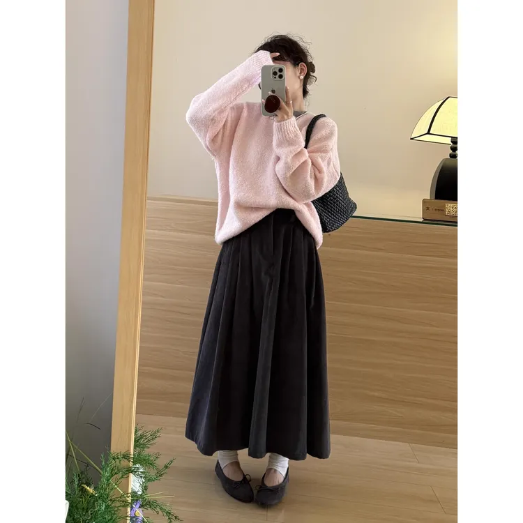 慵懒风针织衫高腰半身裙套装女秋季新款高级感显瘦休闲气质两件套