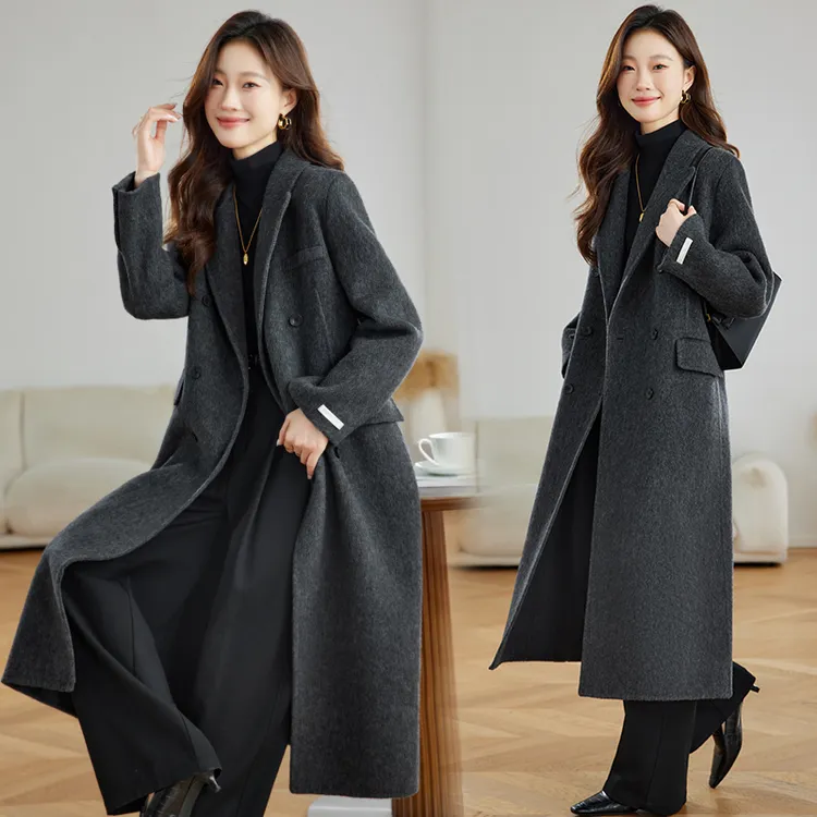 双面羊绒大衣女2025春秋新款高级感深灰色呢子大衣新款秋冬服饰