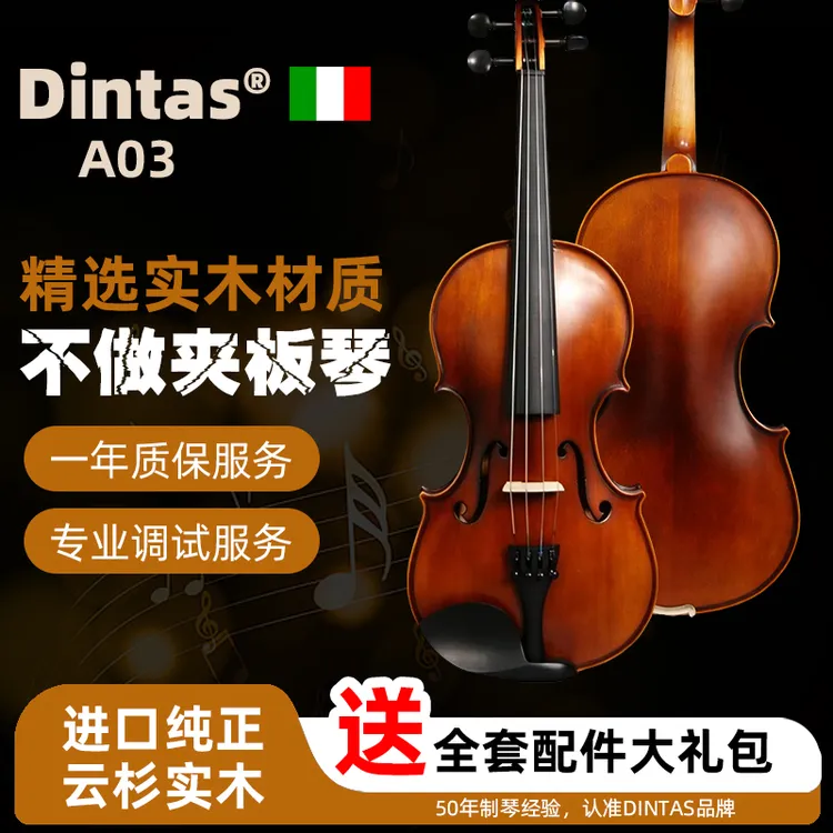 DINTAS/丁塔斯A03实木仿古色小提琴初学入门儿童成人自学仿古提琴商品图