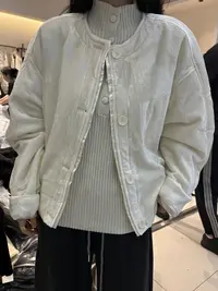 圆领秋季纯色女宽松型休闲风老钱风短款#3518