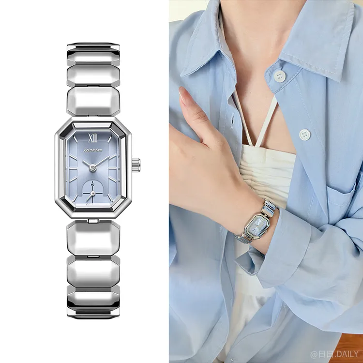 Dickies轻奢小众方形女士简约气质小方糖石英表精致时尚防水女表