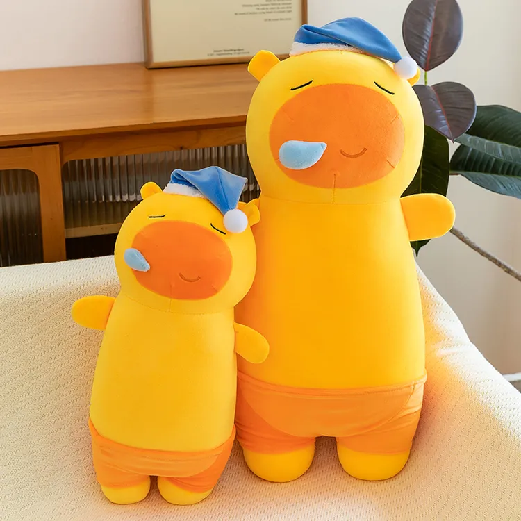 网红瞌睡晚安长条水豚噜噜抱枕沙发靠枕卡皮巴拉玩偶可爱毛绒玩具