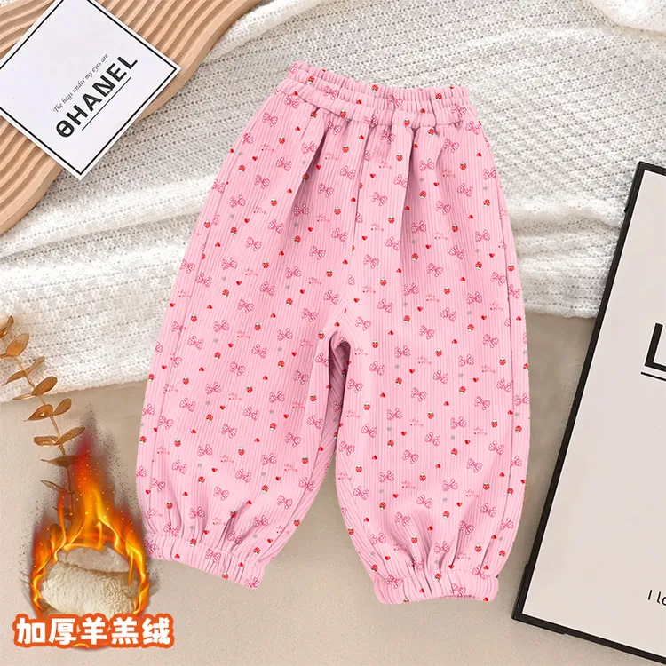 女童加绒裤子冬装2025新款洋气儿童秋冬款小女孩加厚灯芯绒休闲裤