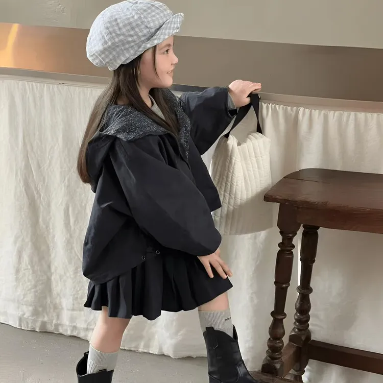 新款女童2025秋季韩版两面穿外套连帽拉链外套~版型巨巨好看