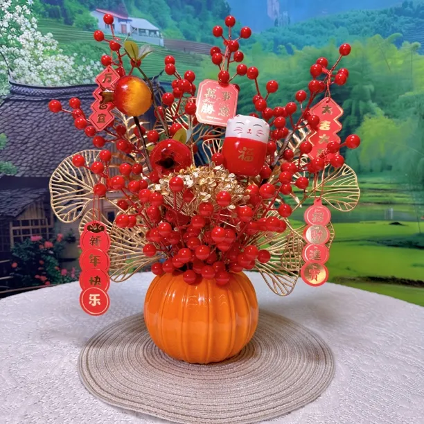 南瓜花花瓶发发果套装仿真花乔迁婚庆开业居家年宵花