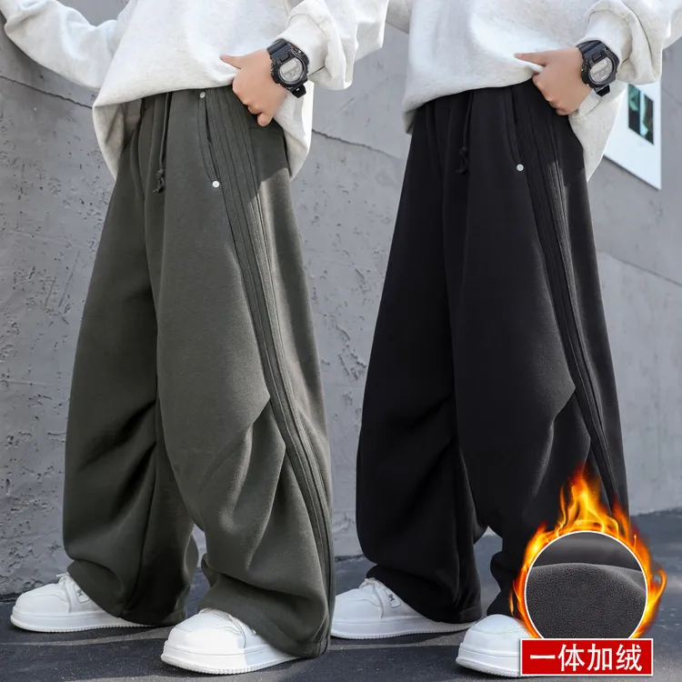 男童运动裤加绒加厚卫裤2025新款儿童裤子大童秋冬一体绒休闲长裤