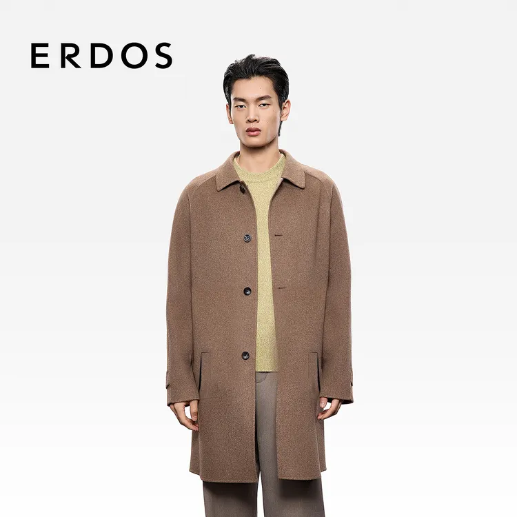 ERDOS 男装纯羊绒翻领大衣25年秋冬新品插肩袖单排扣美拉德外套