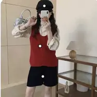 1001麻花针织马甲娃娃领衬衫两件套A19-2-1