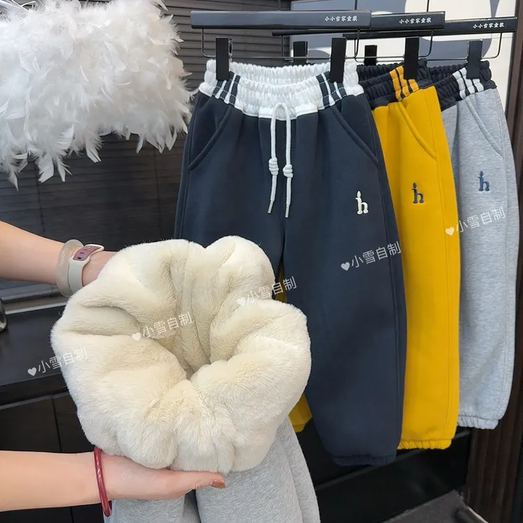 【一条过冬加厚仿兔毛绒粗针棉卫裤】儿童爆款一条过冬超暖和卫裤