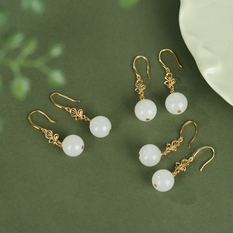 【云上叙】S925银和田玉耳饰约11.5mm多样性发其一 V79767-K（商城）