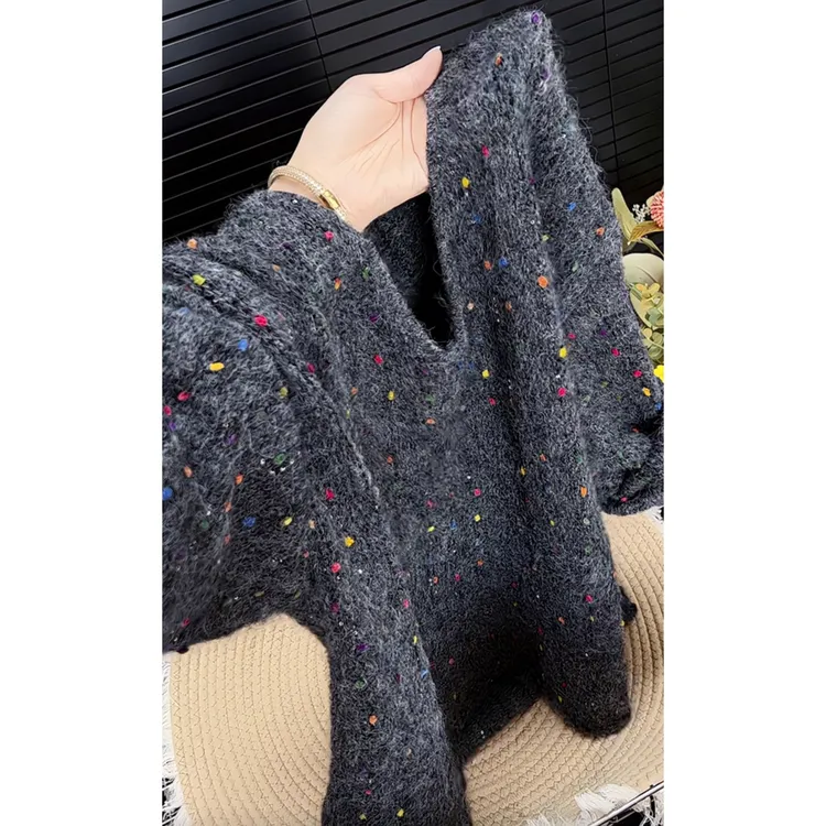 2025韩系氛围感穿搭彩点秋冬新款慵懒风时尚软糯毛衣针织衫女