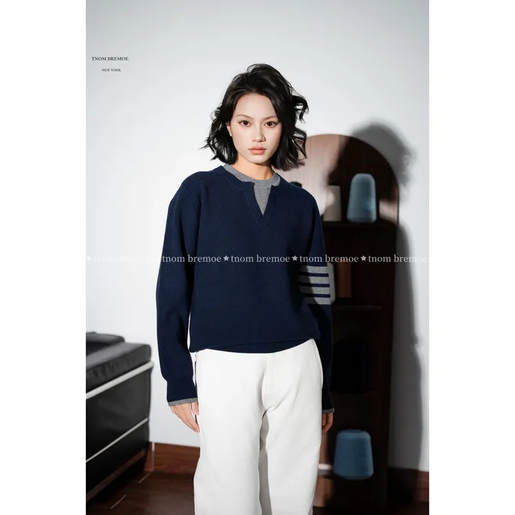 TNOM  BREMOE男女同款假两件长袖毛衣针织衫冬季新款经典百搭