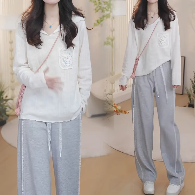 镂空白色蕾丝设计感连帽衫2025春季新款时尚宽松百搭显瘦蕾丝衫女