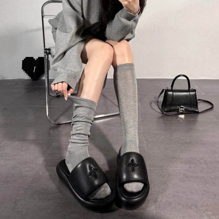 YING2夏季薄款堆堆棉袜黑白浅灰深灰中筒无骨透气女袜百搭神器