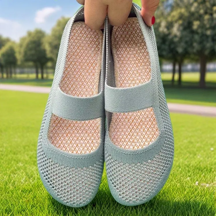 夏季透气低帮轻便镂空轻职风布鞋布鞋软面软底平底单鞋妈妈懒人鞋