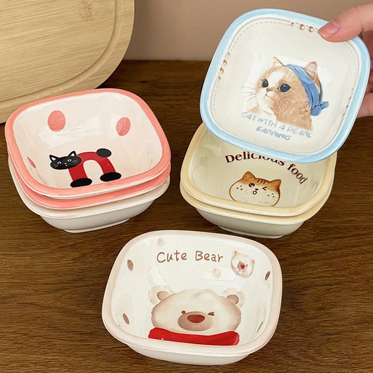 小碟子陶瓷家用味碟卡通火锅调料碗烤肉调料碟酱料蘸料蘸酱碟商用